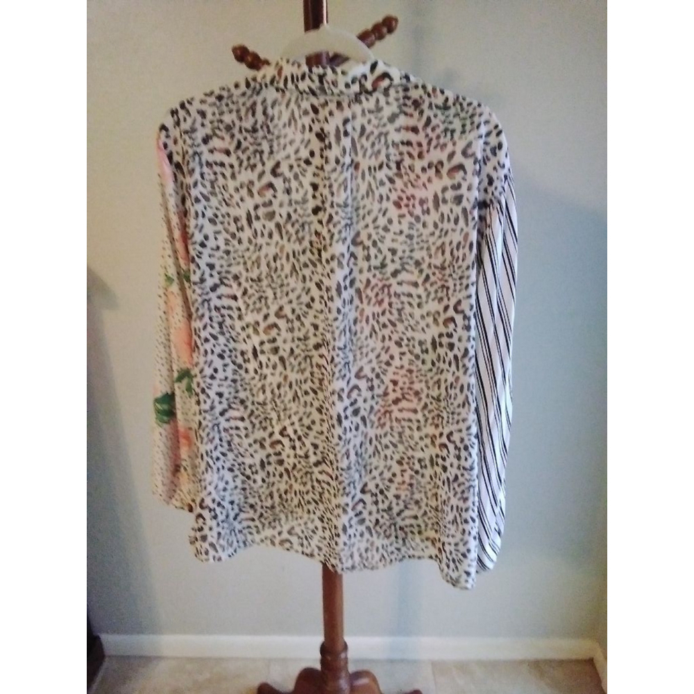 Umgee Small Oversized Mixed Print Floral Blouse Boho Chic Top Lightweight - Picture 5 of 12